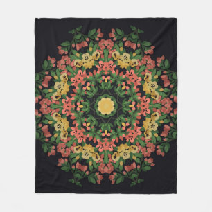 Cobertor De Velo Mandala Floral: vermelha, vindima amarela.