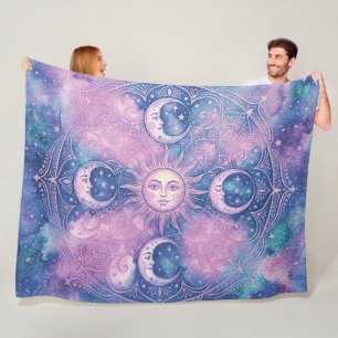 Cobertor De Velo Mandala Galáxia Nebulosa do Sol e da Lua Celeste