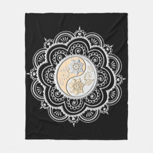 Cobertor De Velo Mandala Prata e Ouro