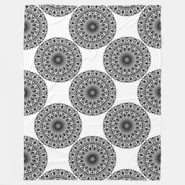 Cobertor De Velo Mandala Tribal Preto (Frente)