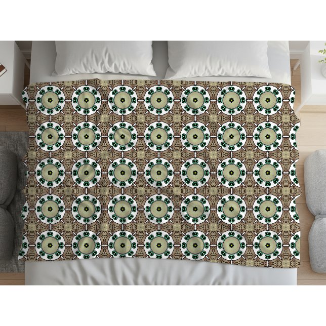 Cobertor De Velo Mandala verde, branco e marrom (Criador carregado)