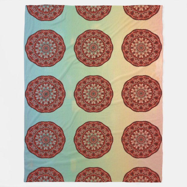 Cobertor De Velo Mandala vermelha (Frente)