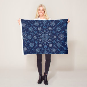 Cobertor De Velo Mandalala de Floco de Neve de Cristal Azul Fleece