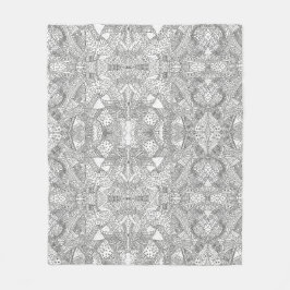 Cobertor De Velo Mandalas de Rabiscos Simétricos Monocromáticos Pre