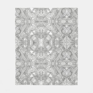 Cobertor De Velo Mandalas de Rabiscos Simétricos Monocromáticos Pre
