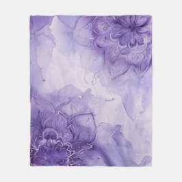 Cobertor De Velo Mandalas florais em aquarela roxa