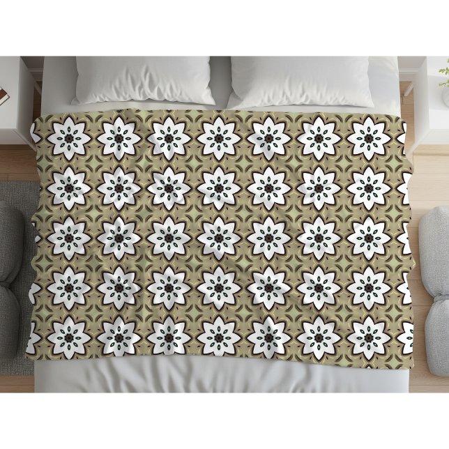 Cobertor De Velo Mandalas geométricas bege, branco e preto (Criador carregado)