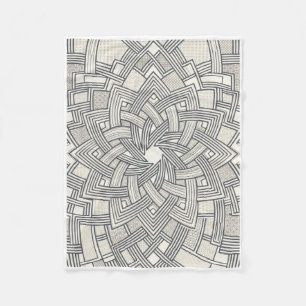Cobertor De Velo Mandalas Geométricos Intrincados Preto e Branco em