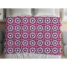 Cobertor De Velo Mandalas geométricos rosa, preto e branco