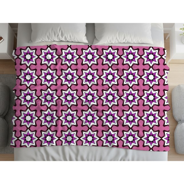 Cobertor De Velo Mandalas geométricos rosa, preto e branco (Criador carregado)