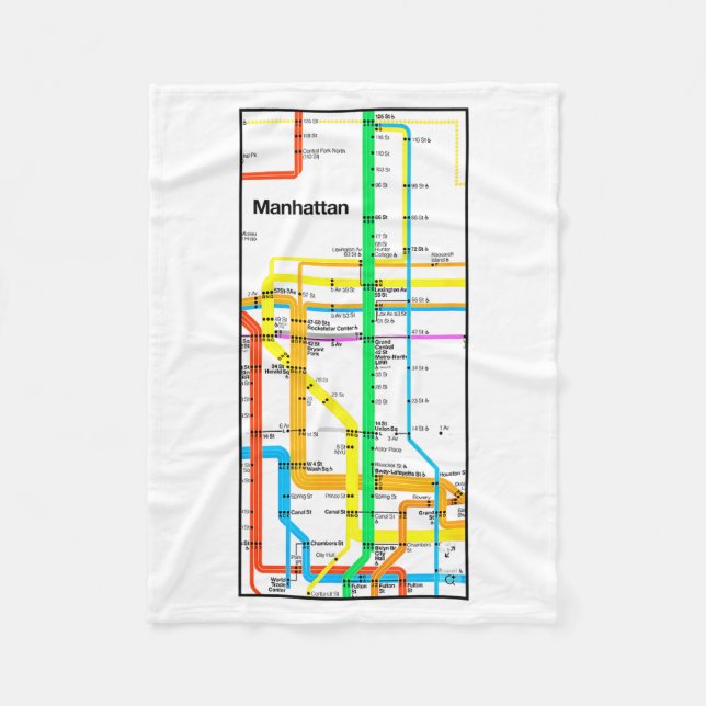 Cobertor De Velo Manhattan New York Nyc Subway Map Retro Rail Trans (Frente)