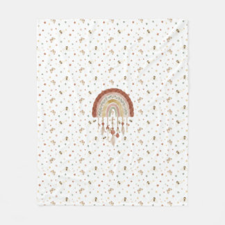 Cobertor De Velo Manta de Fleece Bebê Arco-íris Terroso e Abelha Ca