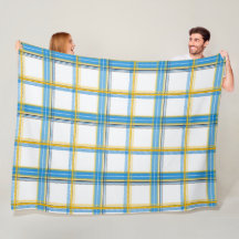 Manta Estética Xadrez Amarelo Azul Brilhante