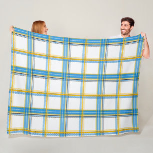 Cobertor De Velo Manta Estética Xadrez Amarelo Azul Brilhante