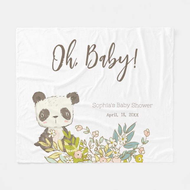 Cobertor De Velo Manta polar Baby Shower Panda (Frente (Horizontal))