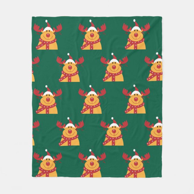 Cobertor De Velo Manta Polar "Reno Nariz Roja" (Frente)