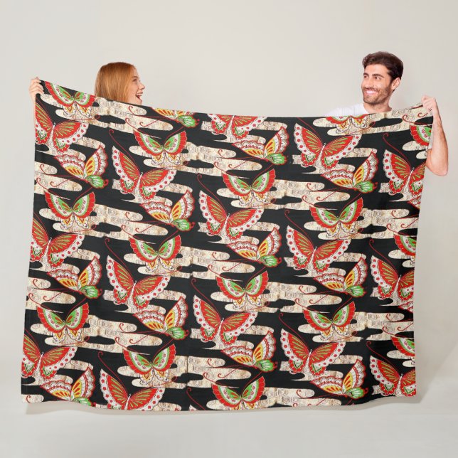 Cobertor De Velo MANTEIRAS ANTIGAS JAPONESAS Vermelho Preto Branco (In Situ)