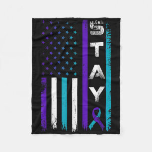 Cobertor De Velo Mantenha-Se Teal Roxo Fita Usa Bandeira Prevenir S