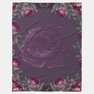 Cobertor De Velo Manto de Fleece Floral Escuro Temperamental Peônia
