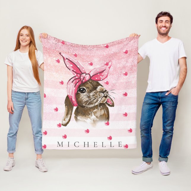 Cobertor De Velo Mão Personalizada pintada com brilho de Bunny (In Situ)