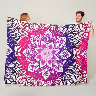 Cobertor De Velo Mão rosa e roxa Mandala Fleece Blanket