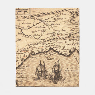 Cobertor De Velo Mapa antigo antigo inspirado (3)