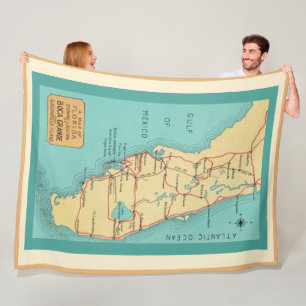 Cobertor De Velo Mapa Antigo de Boca Grande, Flórida