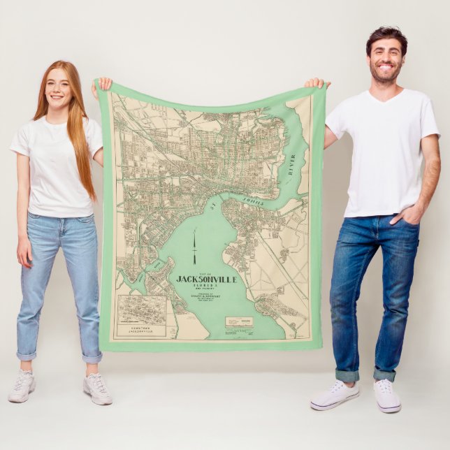 Cobertor De Velo Mapa Antigo de Jacksonville FL (In Situ)