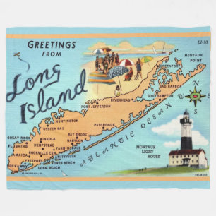 Cobertor De Velo Mapa Antigo de Long Island, NY