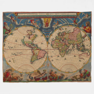 Cobertor De Velo Mapa Antigo do Mundo Visualmente Impressionante e