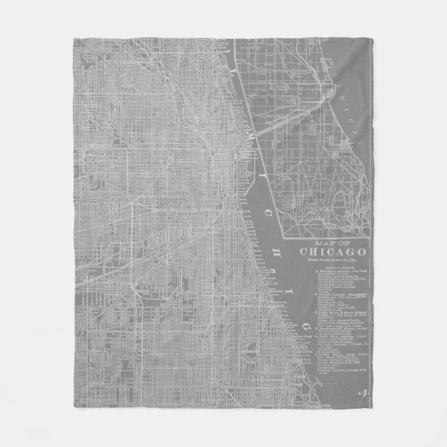 Cobertor De Velo Mapa da cidade de Chicago (Frente)