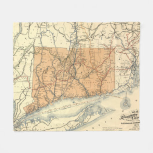 Cobertor De Velo Mapa da estrada de ferro de Connecticut do vintage