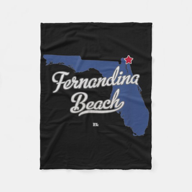 Cobertor De Velo Mapa da Praia Fernandina Flórida  (Frente)