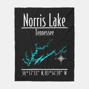 Cobertor De Velo Mapa das Coordenadas da Margem do Lago Norris Tenn