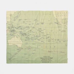 Cobertor De Velo Mapa das Vintagens do Oceano Pacífico (1874)