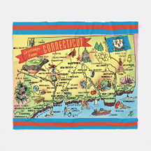 Mapa de cartão postal de Connecticut