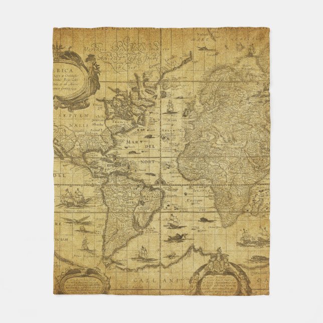 Cobertor De Velo mapa de colheita do mundo 1635 (Frente)