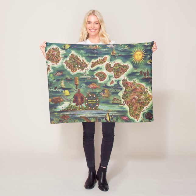 Cobertor De Velo Mapa de Dole, 1950, do Havaí Joseph Feher (In Situ)