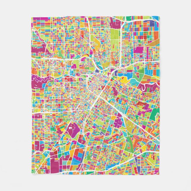 Cobertor De Velo Mapa de néon de Houston, Texas | (Frente)