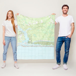 Cobertor De Velo Mapa de Oak Island North Carolina (1990)