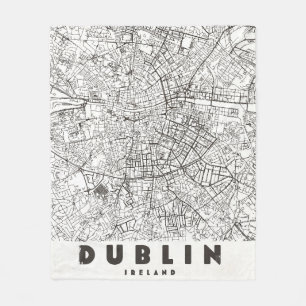 Cobertor De Velo Mapa de Viagem Antigo de Dublin Irlanda