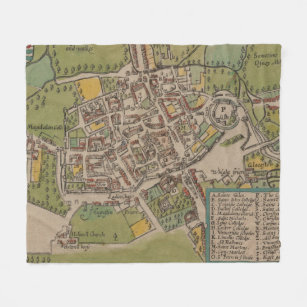 Cobertor De Velo Mapa de Vintge de Oxford Inglaterra (1605)