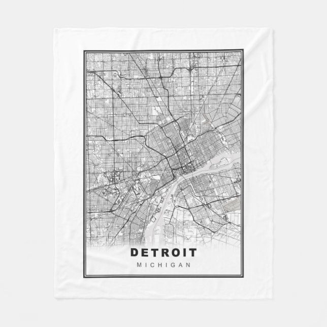Cobertor De Velo Mapa do Detroit (Frente)