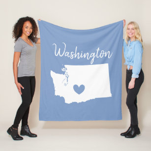 Cobertor De Velo mapa do estado de Washington coração do amor