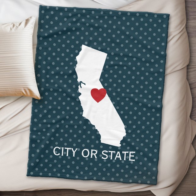Cobertor De Velo Mapa do Estado Residencial da Califórnia - Cidade  (California Personalized Fleece Blanket)