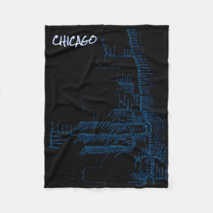 Cobertor De Velo Mapa do metrô de Chicago com trem para o AZUL colo