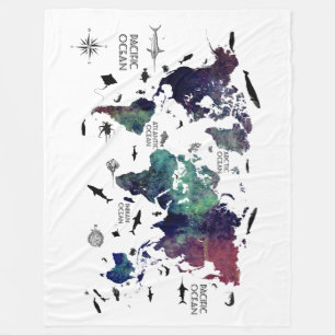 Cobertor De Velo mapa do mundo 7