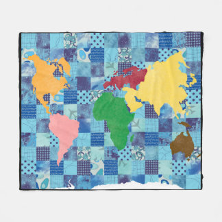 Cobertor De Velo Mapa do mundo acolchoado