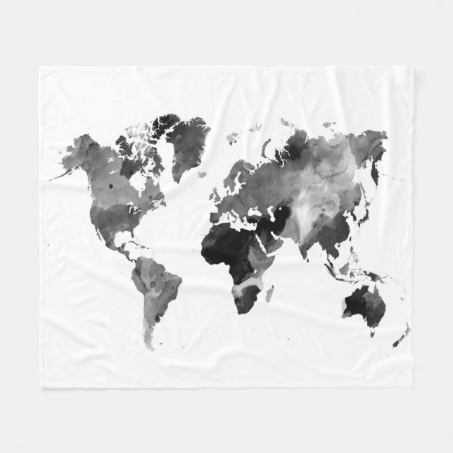 Cobertor De Velo Mapa do mundo do design 42 Greyscale (Frente (Horizontal))