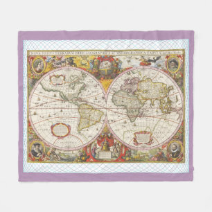 Cobertor De Velo Mapa do mundo do vintage
